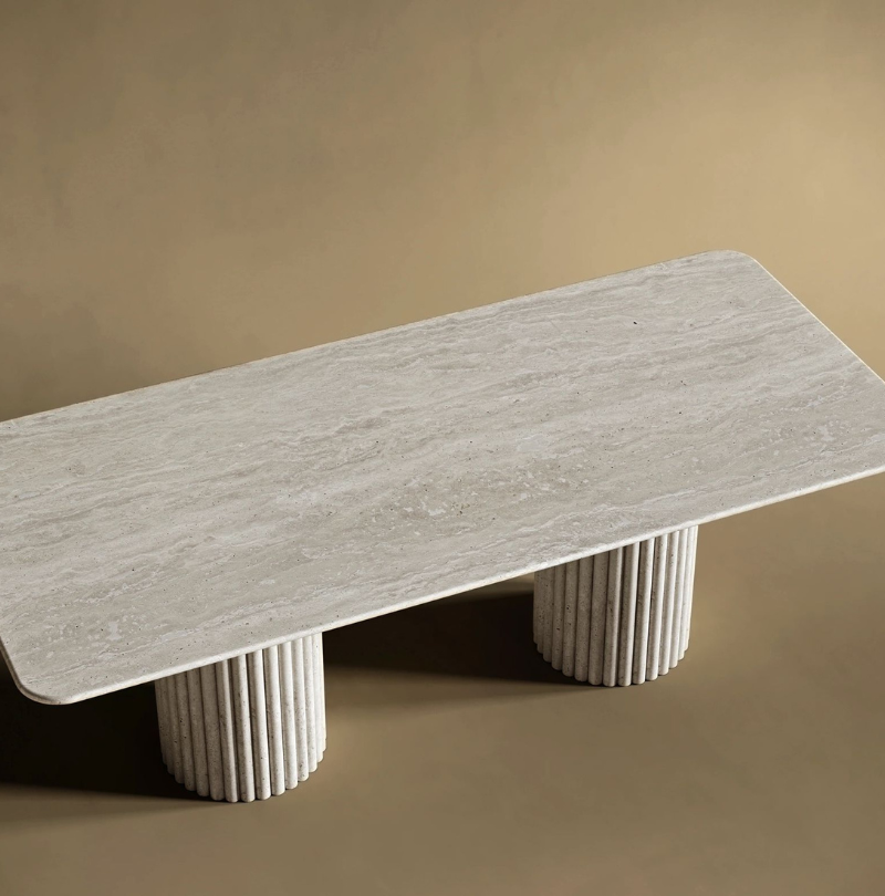 Cataleya - Table à manger rectangulaire en travertin